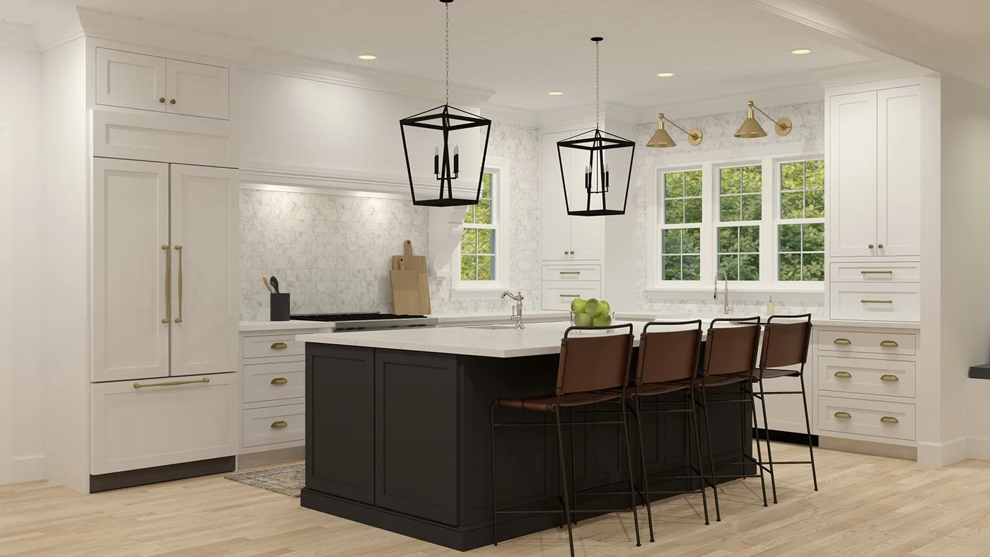 A kitchen modeled with SketchUp and rendered with V-Ray