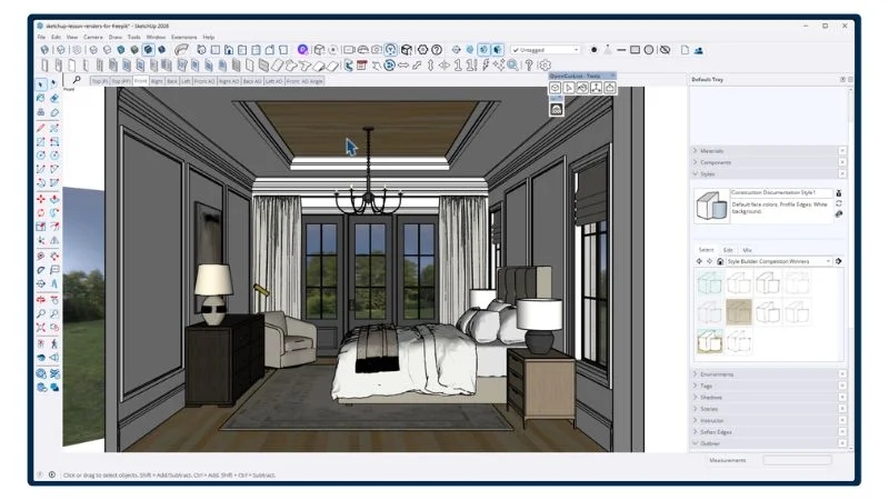 Module 7 - full primary bedroom demo project in V-Ray for SketchUp